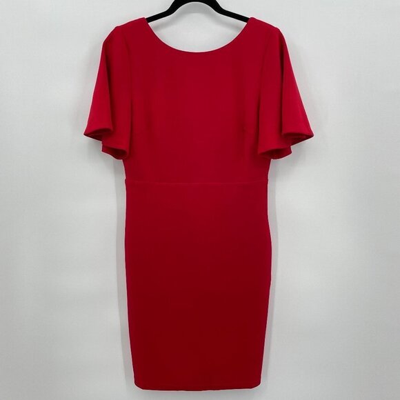 LULUS Red Short Flutter Sleeve Low Cut V Back Bodycon Mini Dress Size M - Picture 1 of 7